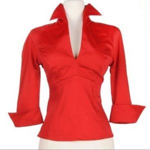 Lauren Top in Red Sateen L